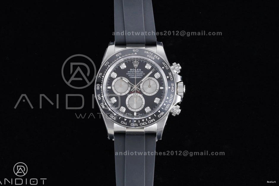 on Dial (Weighted) Oysterflex Silver VSF VS4131 Strap 1:1 Best Diamonds 126519 Daytona Edition Black V2 0306